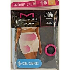 Maidenform Flexees M  Thigh Slimmer Smooths Light FP0060 Cool Comfort / Black